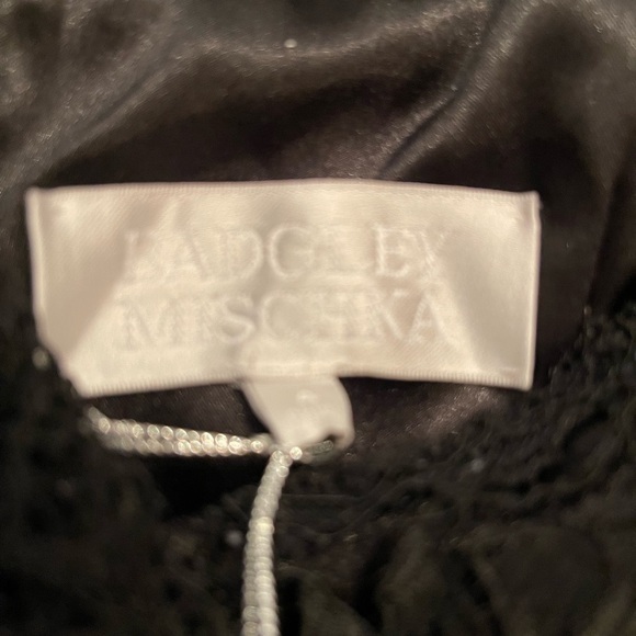 BADGLEY MISCHKA BLACK LONG LACE TOP 3/4SLEEVE V-NECK EVENING GOWN LINED SZ4 BNWT - Picture 4 of 9